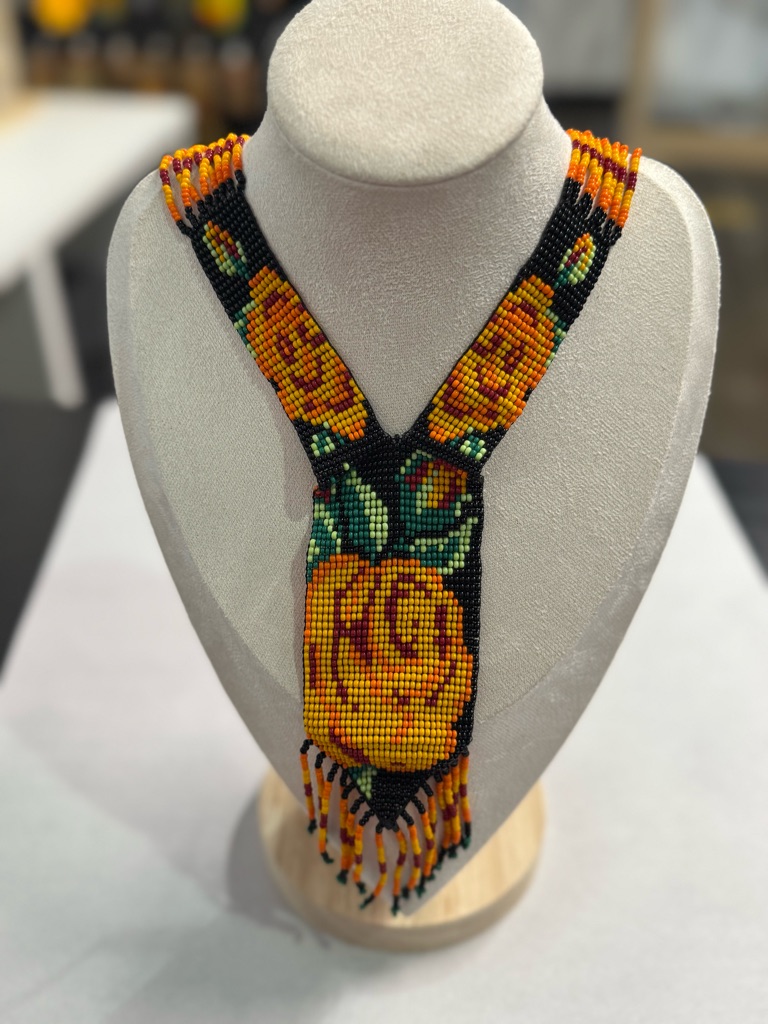 Yellow Rose Beaded Statement Necklace - Women Jewelry